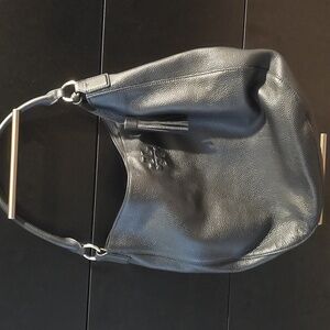 Tory Burch Black Pebbled Leather Hobo